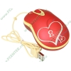 "Мышь" A4Tech "G-Cube Heart and Soul Mini Optical Mouse GOE-6DS" оптич., 3кн.+скр., красный, с рисунком (USB) (ret)