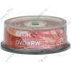 Диск DVD+RW 4.7ГБ 1-4x TDK "DVD+RW47CBEB25", пласт.коробка, на шпинделе (25шт./уп.) 
