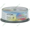 Диск DVD-R 4.7ГБ 1-16x TDK "DVD-R47PWWCBED25" Extra Matt Photo Printable, пласт.коробка, на шпинделе (25шт./уп.) 