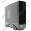 Desktop FOX <S601BS+CR> Black-Silver FlexATX 400W (24+4пин)  с дверцей