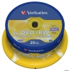 Диски DVD+RW 4.7Gb Verbatim 4x  25 шт  Cake Box  <43489>