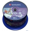 Диски DVD+R 4.7Gb Verbatim 16x  50 шт  Cake Box  Printable  <43651\512> (43512)