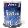 Диски DVD+R 4.7Gb Verbatim 16x  100 шт  Cake Box  <43551>