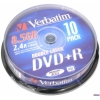 Диски DVD+R 8.5Gb Verbatim 8x  10 шт  Cake box  Dual Layer  <43666>