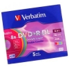 Диск DVD+R 8.5Gb Verbatim 8x  Slim color   Dual Layer  <43682>