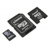 Kingston <SDC4/16GB-2ADP>  (microSDHC) Memory Card 16Gb Class4 + microSD-->SD + microSD-->miniSD Adapters