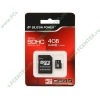 Карта памяти 4ГБ Silicon Power "SP004GBSTH002V10-SP" Micro SecureDigital Card HC Class2 + адаптер 