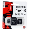 Карта памяти MicroSDHC 16GB Kingston Class4 + 2 Adapters <SDC4/16GB-2ADP>