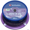 Диски DVD+R 8.5Gb Verbatim 8x  25 шт  Cake box  Dual Layer  (43757)