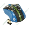 "Мышь" A4Tech "G-Cube Paint Splash G9PS-310T" оптич., беспров., 2кн.+скр., черно-синий, с рисунком (USB) (ret)