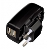 Зарядное устройство USB Hama H-106302 сетевое, 2А, складная вилка, 2 разъема