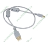 Кабель USB2.0 соединительный USB A-miniB Flextron "CU2-AMMB-0.5-01-P1", медь 28+24AWG, позолоченные контакты, с ферритовыми кольцами (0.5м) (oem)