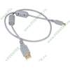 Кабель USB2.0 соединительный USB A-miniB Flextron "CU2-AMMB-0.5-01-P2", медь 28+24AWG, позолоченные контакты, с ферритовыми кольцами (0.5м) 