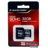 Карта памяти MicroSDHC 32GB Silicon Power Class4 + 2 Adapter (SP032GBSTH004V30)