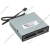 Устройство чтения карт памяти CF/MD/MMC/SD/MS/SM/xD 3Q "CRI005-B", в 3.5" отсек, доп. порт USB, черный (USB2.0) (oem)
