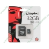 Карта памяти 32ГБ Kingston "SDC10/32GB" Micro SecureDigital Card HC Class10 + адаптер 