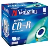 CD-R Verbatim  800МБ, 90 мин., 40x, 10шт., Jewel Case, (43428), записываемый компакт-диск (CDR-V800J)