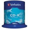 CD-R Verbatim  700МБ, 80 мин., 52x, 100шт., Cake Box, DL, записываемый компакт-диск (VER-43411)
