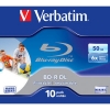 Blu-Ray Verbatim  50Gb, 6x, 1шт., Jewel Case, Printable, (43736), записываемый Blu-Ray диск (BD-R50J001P/VER6)
