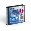 DVD-R TDK        4.7Gb, 16x, 5шт., Slim Case, (t19419), записываемый DVD диск (DVD-R005S/TDK16)