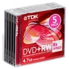 DVD+RW TDK        4.7Gb, 8x, 5шт., Jewel Case, (t19352), перезаписываемый DVD диск (DVD+RWJ005/TDK8)