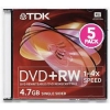 DVD+RW TDK        4.7Gb, 4x, 5шт., Slim Case, (t19783), перезаписываемый DVD диск (DVD+RWS005/TDK4)