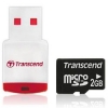 (TS2GUSD-P3) Карта памяти Transcend, стандарт microSD, 2ГБ (для мобильных телефонов) + картридер RDP3 (SDMicro-2048/TR+USB)