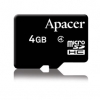 (AP4GMCSH4-RA) Карта памяти Apacer, стандарт microSDHC, 4Gb, class 4, (для мобильных телефонов) без адаптера (SDMicro4-4GB/AP-1)