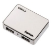 Концентратор USB 2.0 1:4, пассивный, белый/хром, Hama     [ObC] (H-54108)