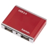 Концентратор USB 2.0 пассивный, 1:4, корпус алюминий, красный, Hama     [ObN] (H-78496)