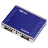 Концентратор USB 2.0 пассивный, 1:4, корпус алюминий, синий, Hama     [ObN] (H-78497)