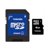 (SD-C04GJ(BL3A) Карта памяти Toshiba, стандарт microSDHC класс 4, 4 Gb с адаптером SD (SDMicro4-4GB/T)