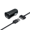 Сверкомпактное автомобильное зарядное устройство с USB. Кабель зарядки/синхронизации iPad/iPhone/iPod во вложении (0.9м). (iLuv-iAD565BLK)