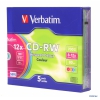 Диски CD-RW Verbatim SL/5 Color (43167)   (1 диск ) 80min 700Mb 8-12x