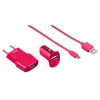 Набор зарядных устройств USB (сетевое 230 В, автомобильное 12 В, кабель USB-micro USB), розовый, Hama     [ObG] (H-102007)