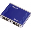 Хаб USB Hama H-78497 Концентратор USB 2.0 пассивный 1:4 корпус алюминий синий (00078497)