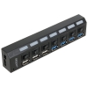 Концентратор USB 3.0 Orient BC-315 (7 Port,  c БП 2xUSB (5В, 2.1А), выключатели на каждый порт, цвет черный) (29838)