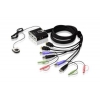 Переключатель KVM ATEN (CS692-AT) KVM+Audio,  1 user USB+HDMI =>  2 cpu USB+HDMI, со встр.шнурами USB+Audio 2x1.2м., 1920x1200, настол., исп.стандарт.