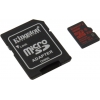 Kingston <SDCA3/16GB>  microSDHC Memory Card 16Gb UHS-I  U3  microSD-->SD  Adapter