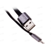 Кабель 8 pin, PQI (i-Cable Metallic 100 Gray, 2,4А, плоский, USB-перевертыш)
