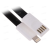 Кабель Apple 8 pin - USB (M), 0.22м, DEXP [U8BF022] 2A; Плоская форма; Черный