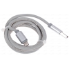 Кабель Apple 8 pin (M) - USB (M), 1м, DEXP Premium [U8SSI100SkM] 2A; Кожаная оплетка; Серебристый