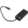 USB-концентратор Jet.A JA-UH35 на 4 порта USB 3.0, Hot Plug, с выключателями портов, чёрный (JA-UH35 Black)