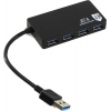 USB-концентратор Jet.A JA-UH37 на 4 порта USB 3.0, Hot Plug, ультракомпактный, чёрный (JA-UH37 Black)