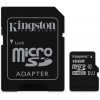 Kingston <SDCS/16GB> microSDHC Memory Card 16Gb UHS-I U1 +  microSD-->SD Adapter